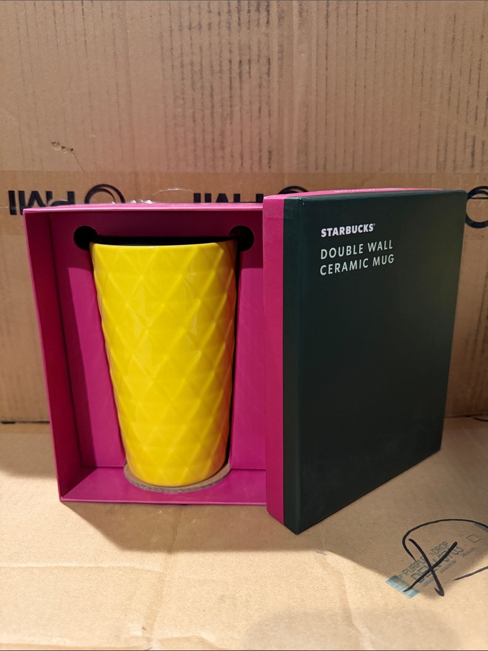 Starbucks Yellow Textured Double Wall Ceramic Mug